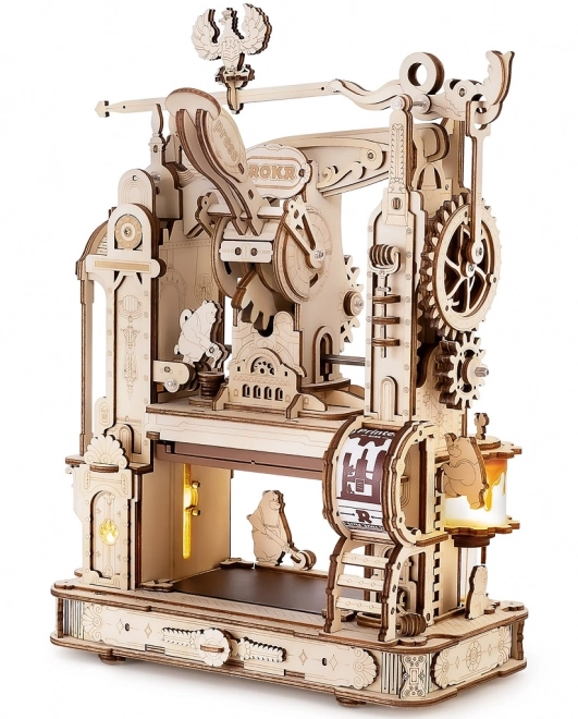 RoboTime 3D dřevěné mechanické puzzle Tiskařský lis