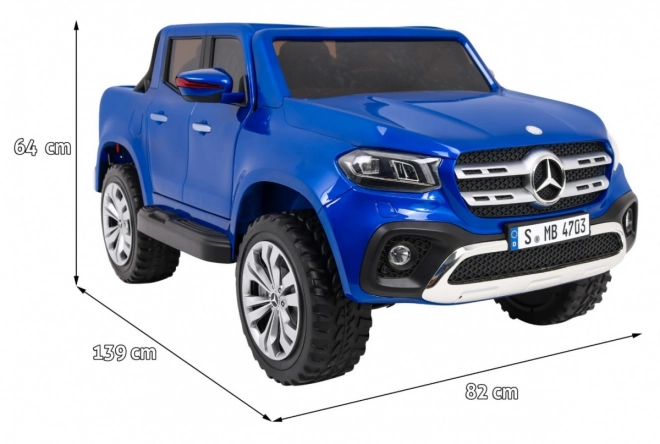 Mercedes Benz třídy X pro děti Modrá barva + dálkové ovládání + 4x4 + MP4 + nosič zavazadel + EVA