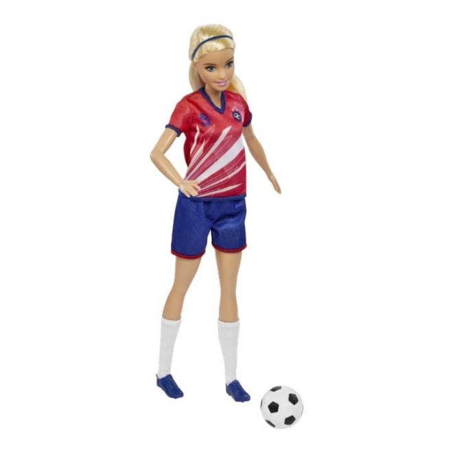 Barbie fotbalová panenka červený dres