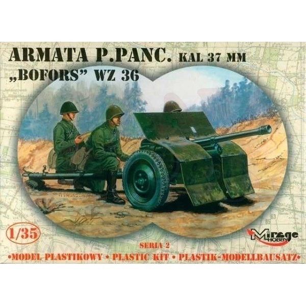 Model plastové protitankové dělo Bofors 37 mm WZ.36