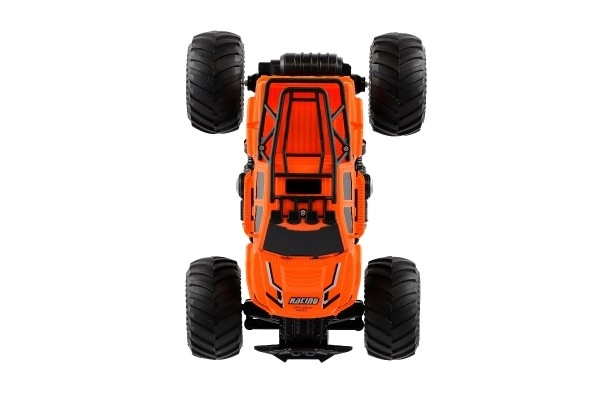 Auto RC pick up Off road terénní plast 23cm 2,4GHZ na baterie se světlem oranžový v krab. 30x15x19cm