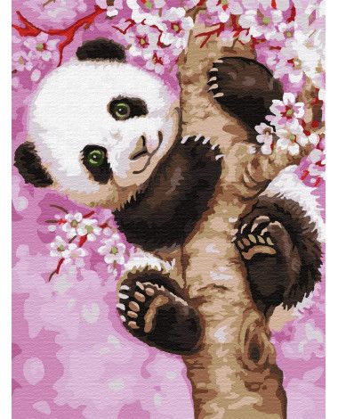 Malování podle čísel Hravá panda 30x50 plátno + barvy + štětce
