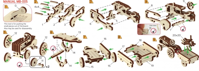 Wooden City 3D puzzle Superfast Americký traktor s vlečkou