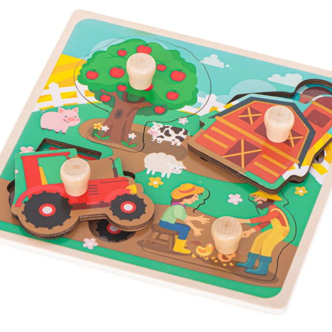 Dřevěné puzzle farma pro nejmenší děti