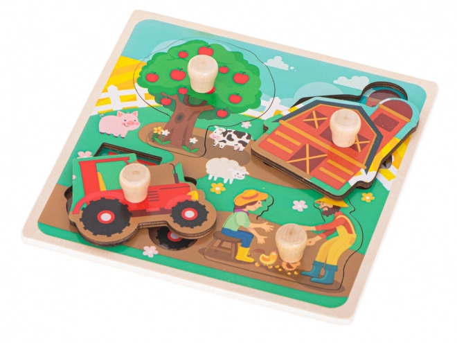 Dřevěné puzzle farma pro nejmenší děti