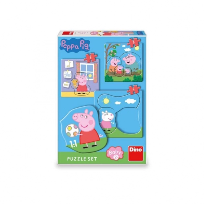 Puzzle baby Prasátko Pepa/Peppa Pig 3 obrázky 18x18cm 12 dílků v krabici 19x27x4cm 24m+