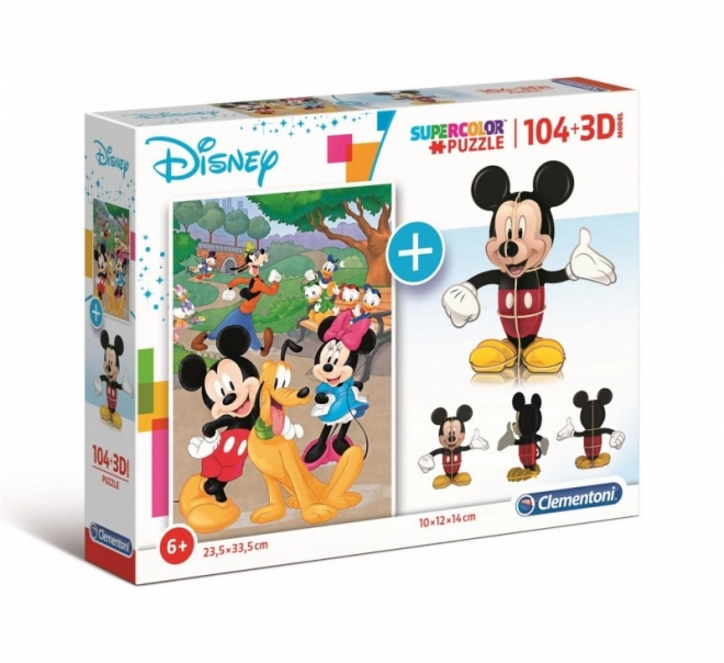 Puzzle Mickey Mouse 104 dílků a 3D model