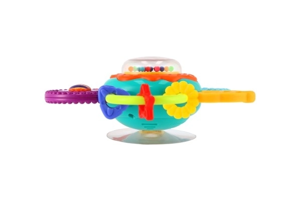 Chrastítko/Kousátko květina plast s přísavkou 15cm na kartě 3m+