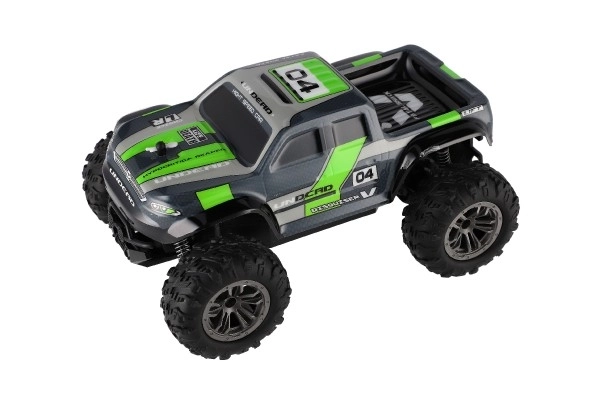 Auto RC pick up terénní plast 25cm 2,4GHZ na baterie šedo-zelený v krabici 32x14x18cm