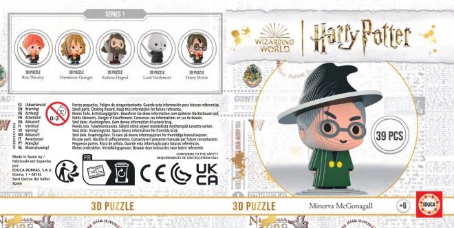 EDUCA 3D puzzle Harry Potter: Minerva McGonagallová 39 dílků