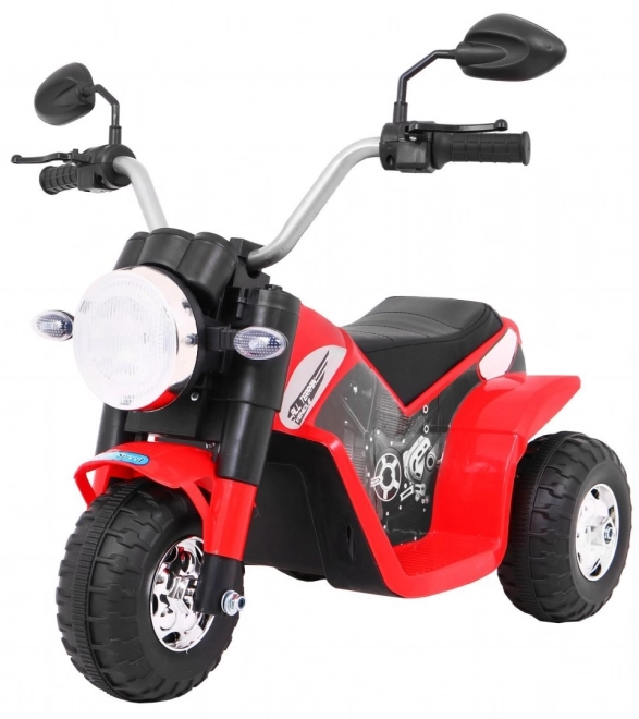 Dětské kolo na baterie MiniBike Červená + zvuky + LED světla + ekologická kůže