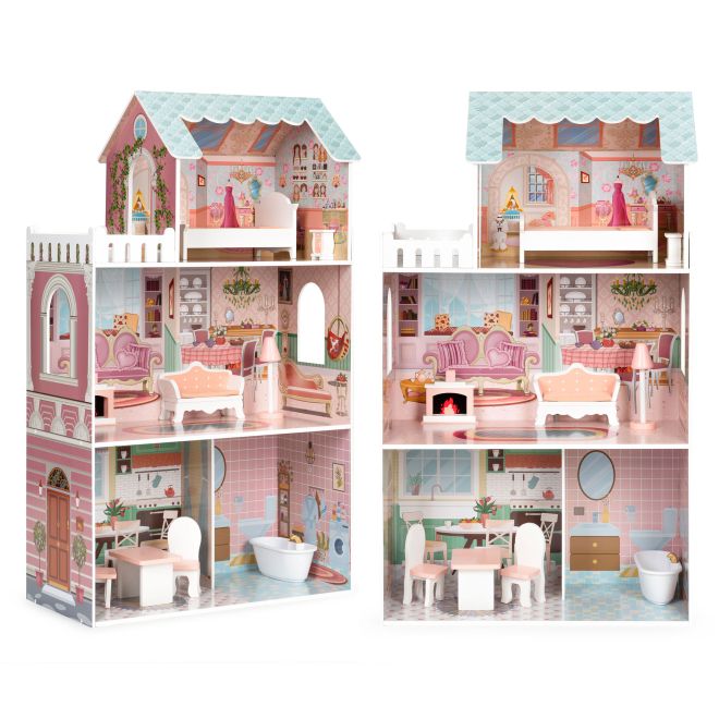 Velký domeček pro panenky Barbie se sadou nábytku ECOTOYS