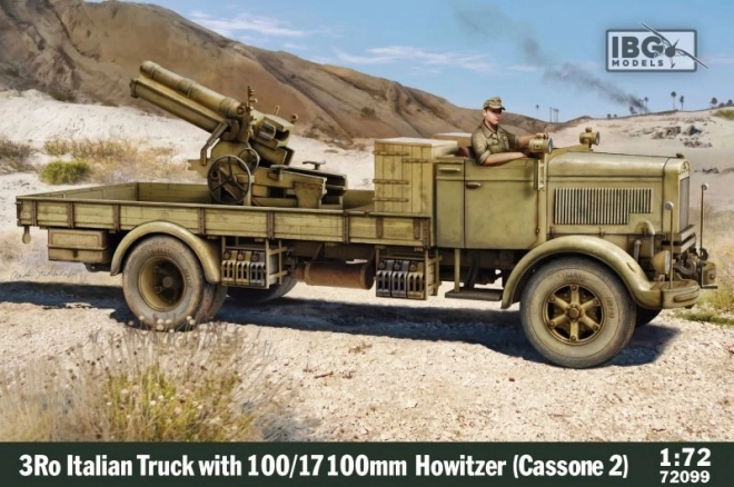Italský kamion 3Ro s houfnicí 100/17 100 mm měřítko 1/72