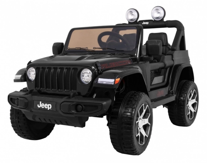 Jeep Wrangler Rubicon baterie pro děti černá + dálkové ovládání + MP3 LED rádio + EVA kola