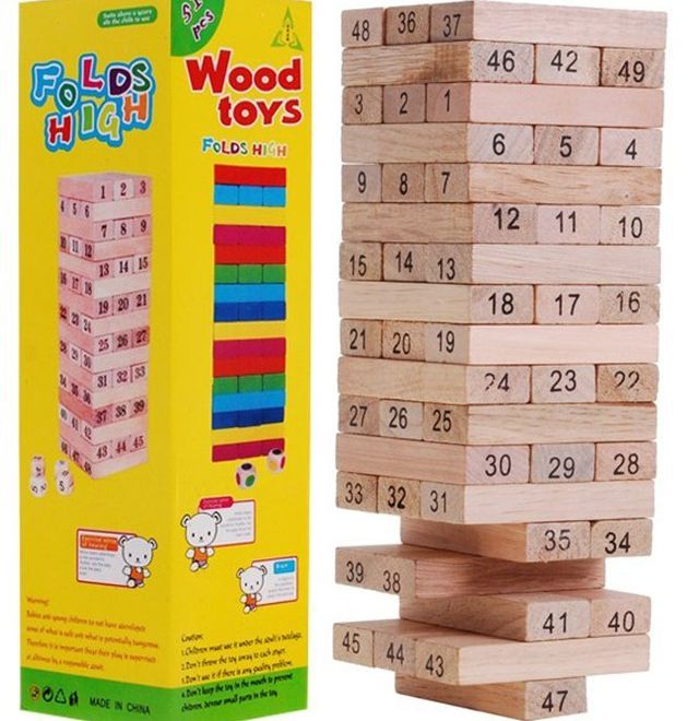 Rodinná arkádová hra Jenga pro dospělé a děti 3+ Dřevěná kostková věž