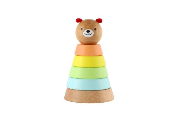 Dřevěná barevná skládačka pyramida s medvědem