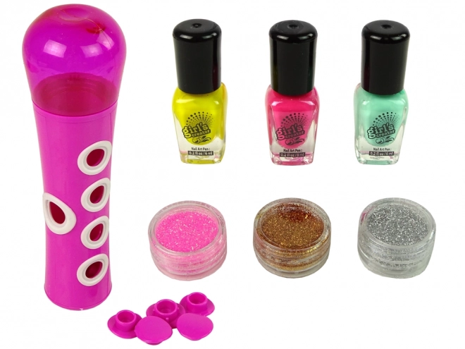 Sada na malování nehtů Nail Glitter Dispenser Lak na nehty Nálepky