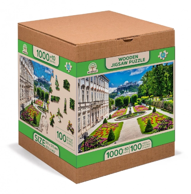 WOODEN CITY Dřevěné puzzle Palác Mirabell a Salzburský hrad 2v1, 1010 dílků EKO