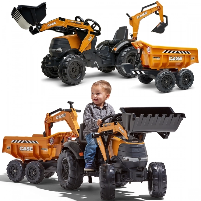 Dětský traktor s rypadlem Case IH a přívěsem