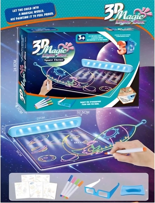 WOOPIE Magnetická 3D Tabule s LED Podsvícením pro Kreslení