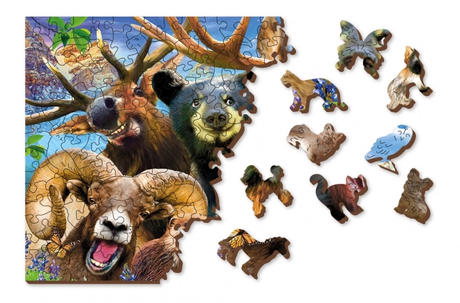 Wooden City Dřevěné puzzle V lese 2v1, 505 dílků EKO