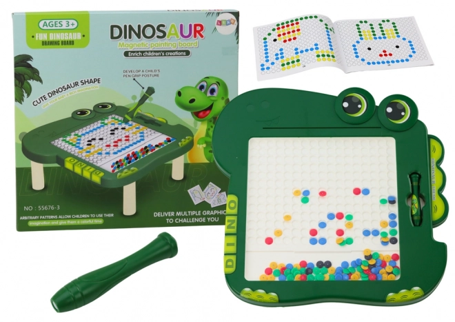 Vzdělávací magnetická tabule Dinosaur Puzzle Pad Green Beads