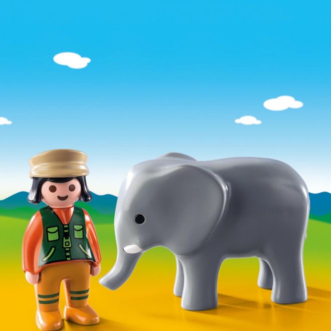 PLAYMOBIL® 1.2.3 9381 Ošetřovatel zvířat se slonem