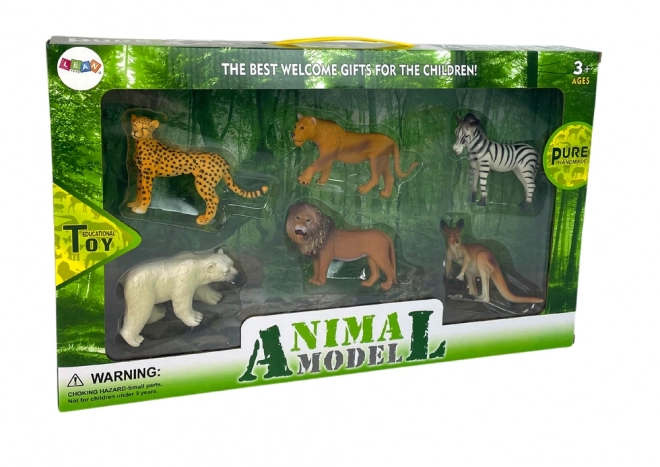 Sada figurek Afrika Divoká zvířata Klokan Zebra