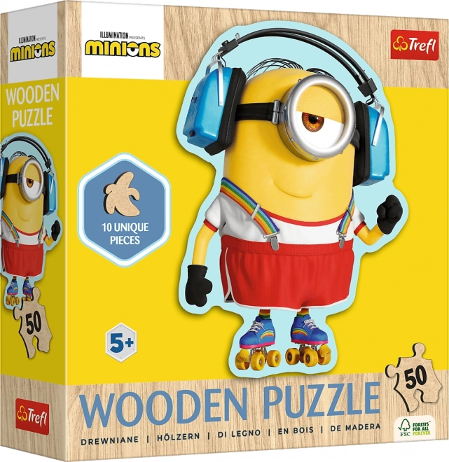 TREFL Dřevěné obrysové puzzle Mimoni: Šílený Mimoň 50 dílků