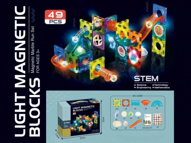 Magnetické puzzle - Dráha 49 dílků, světlo