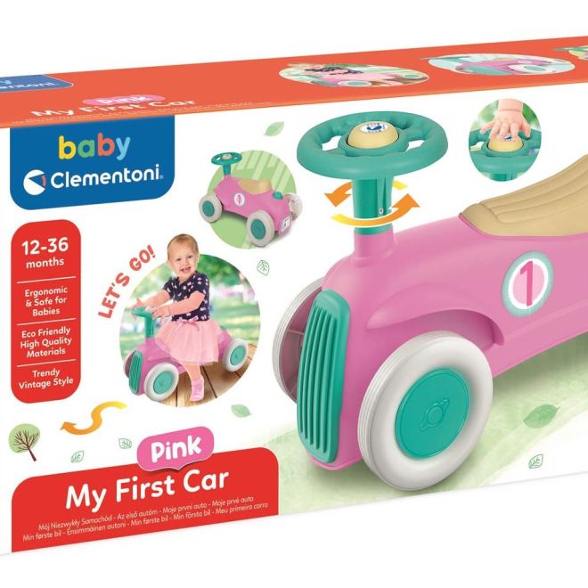 CLEMENTONI Odrážedlo BABY Moje první auto růžové (Play For Future)
