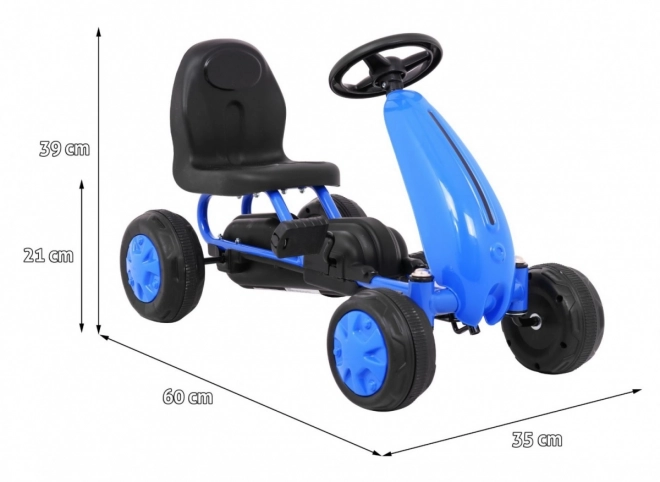 První šlapací motokára pro děti Modrá + Řetězový pohon + Gumová kola