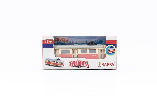 Tramvaj Tatra T3 česká kovová retro 8cm v krabičce 10,5x5x5cm