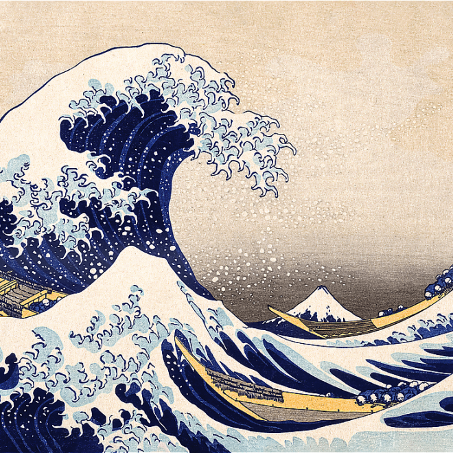 TREFL Dřevěné puzzle Art: Hokusai - Velká vlna Kanagawa 200 dílků