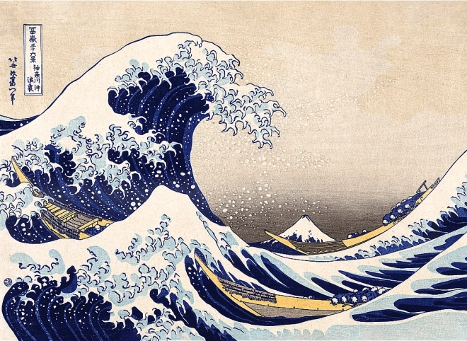 TREFL Dřevěné puzzle Art: Hokusai - Velká vlna Kanagawa 200 dílků