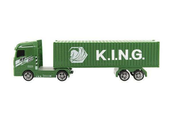 Kamion s kontejnerem plast 30cm na setrvačník na baterie se světlem se zvukem v krabici 35x13x9cm