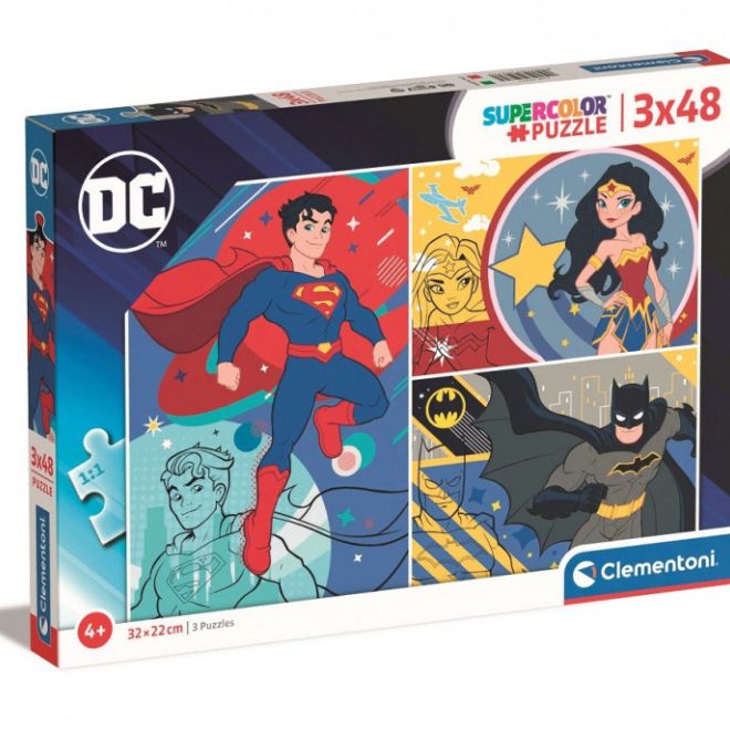 Puzzle 3 x 48 dílků Super Colour DC Comics