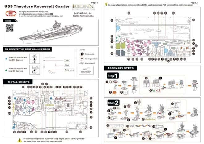 METAL EARTH 3D puzzle Letadlová loď USS Theodore Roosevelt CVN-71 (ICONX)