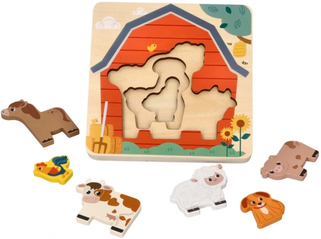 Vrstvené puzzle zvířata na farmě