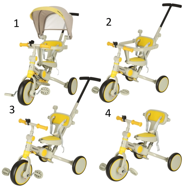 Tříkolka TRIKE FIX V4 se stříškou – Žlutošedá