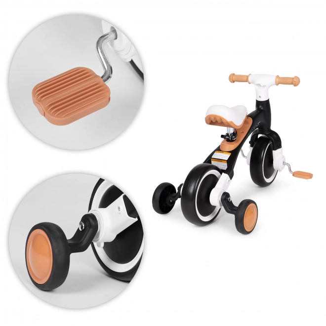 Odrážedlo s pedály a postranními kolečky černé ECOTOYS