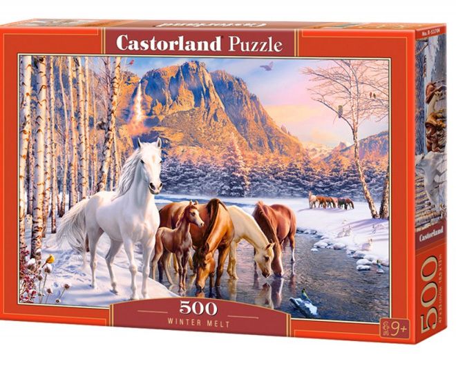 Puzzle 500 prvků Koně zimní krajina