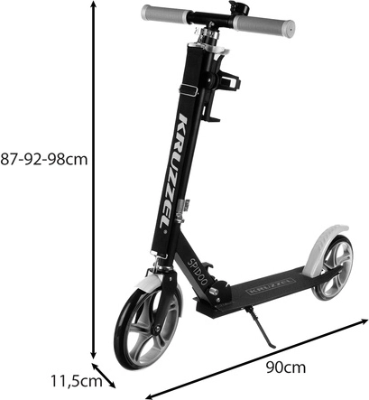 Skládací městská koloběžka pro děti s velkými koly (200 mm) – šedá