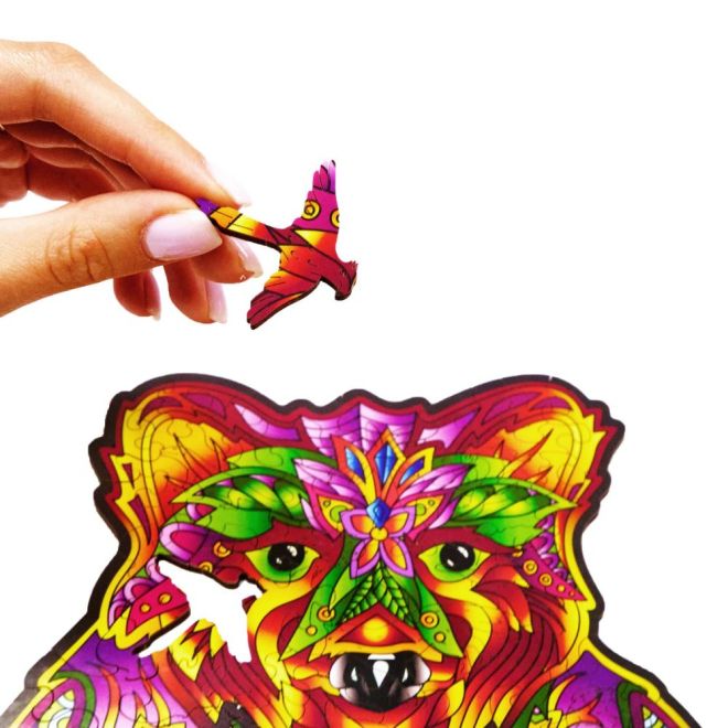 Dřevěné barevné puzzle s medvědem