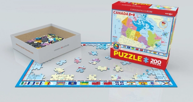 EUROGRAPHICS Puzzle Mapa Kanady 200 dílků