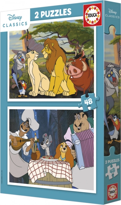 EDUCA Puzzle Disney Zvířata 2x48 dílků