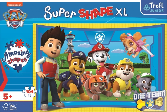 Puzzle 104 XL Super Shape Přátelé štěňat Tlapková patrola/Paw patrol 60x40cm v krabici 40x27x6cm