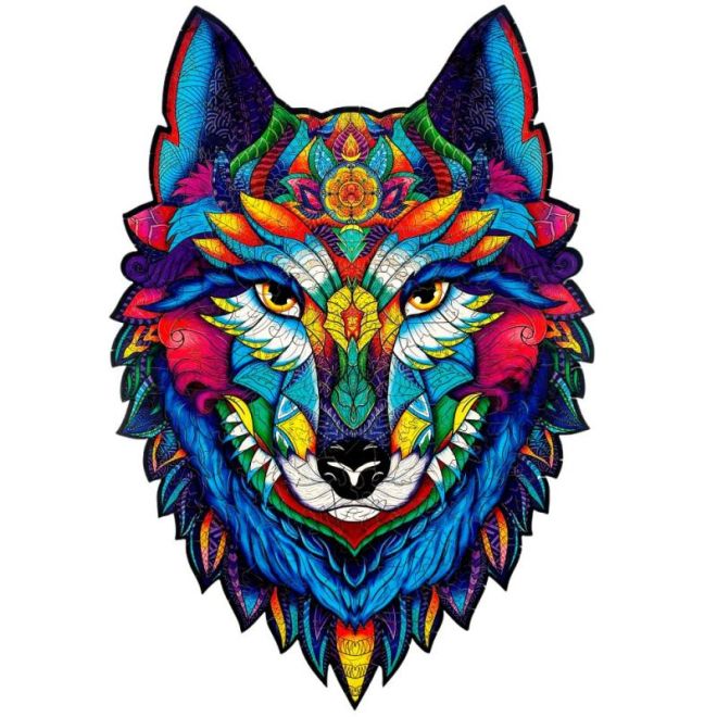 Magické dřevěné barevné puzzle - Majestátní vlk