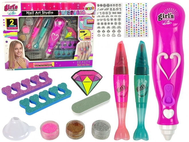 Nail art set třpytivé pera diamanty