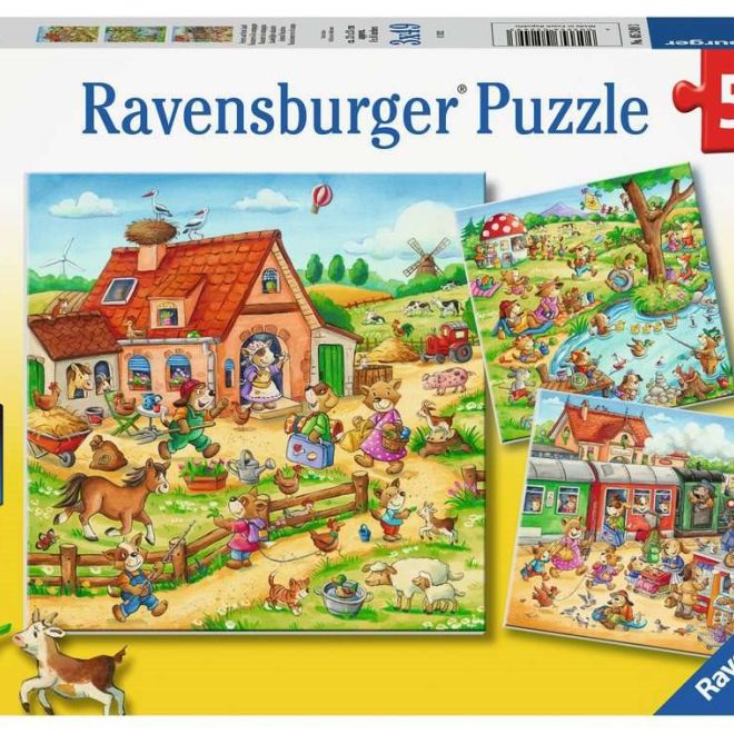 RAVENSBURGER Puzzle Prázdniny na venkově 3x49 dílků